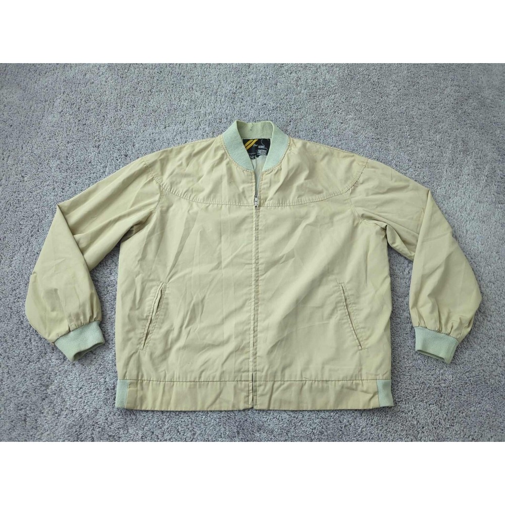 Vintage Sears Outerwear‎ Bomber Jacket Mens 2XL TALL Beige Full Zip Detail Lined